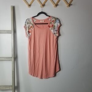 NWOT A.GAIN WOMEN'S FLORAL SLEEVE WOMEN'S BLOUSE TUNIC SIZE LARGE